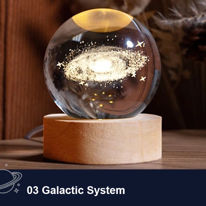 3D Crystal Ball Astronomy Solar System, Moon, or Galaxy