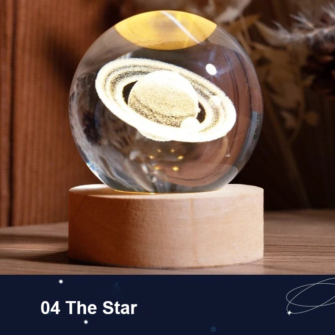3D Crystal Ball Astronomy Solar System, Moon, or Galaxy