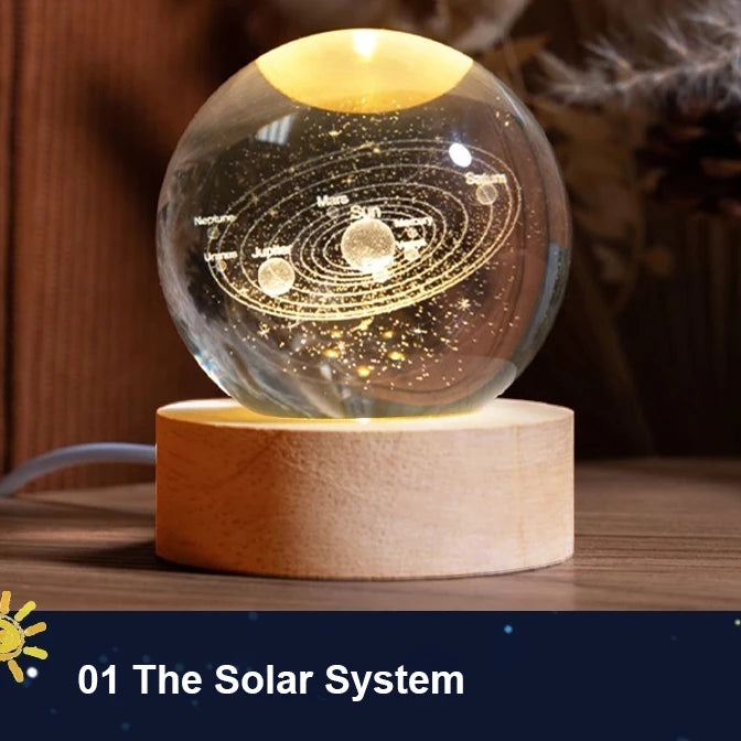 3D Crystal Ball Astronomy Solar System, Moon, or Galaxy