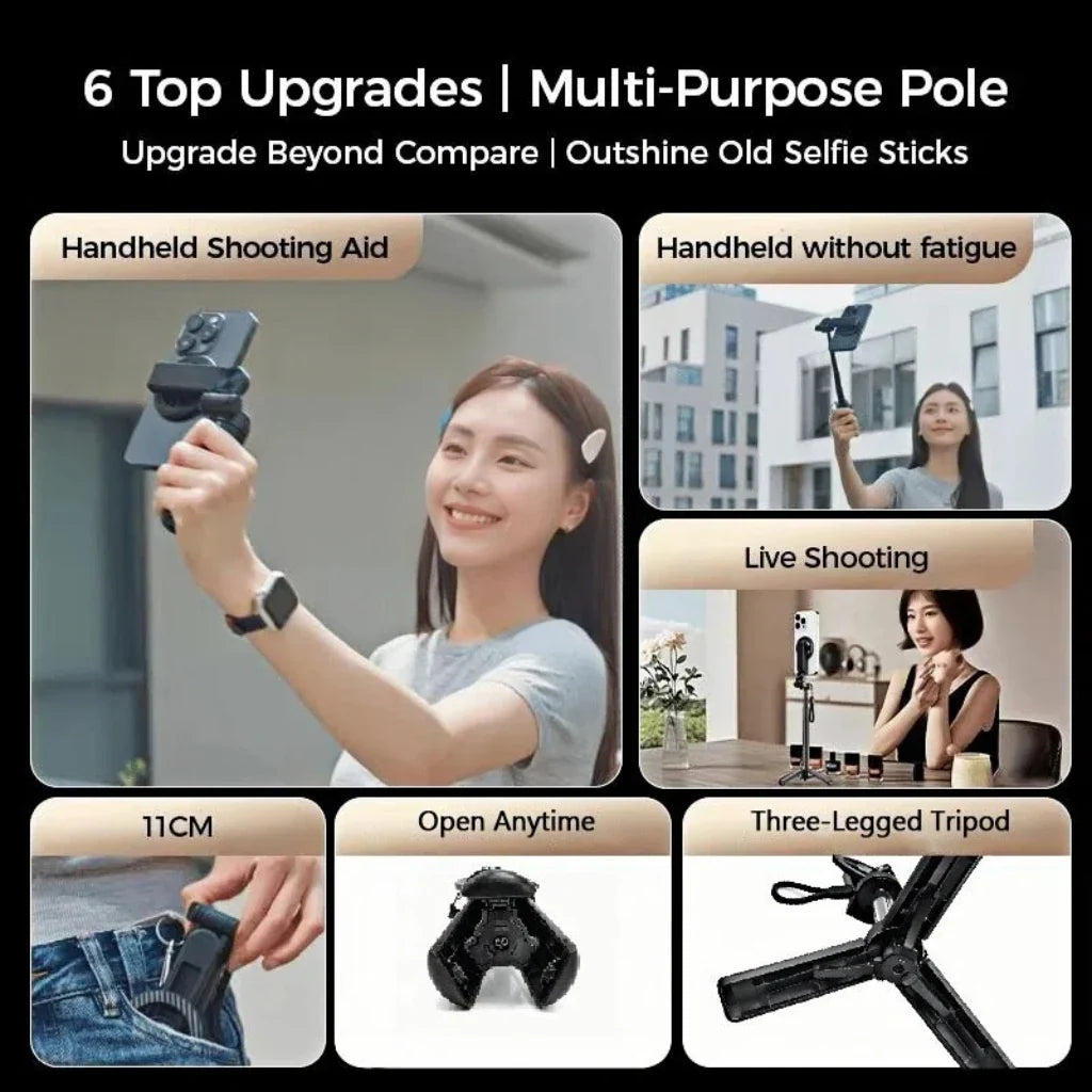 4-in-1 Multifunctional Magnetic mini Selfie Stick with 360° Rotation