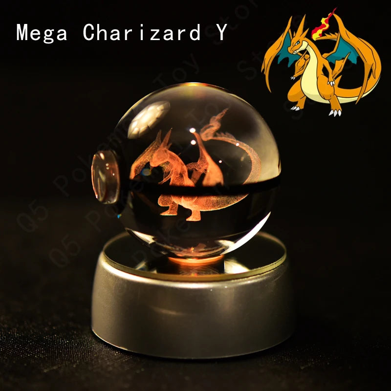 3D Pokémon Crystal Ball: LED Night Light with Rotating Base