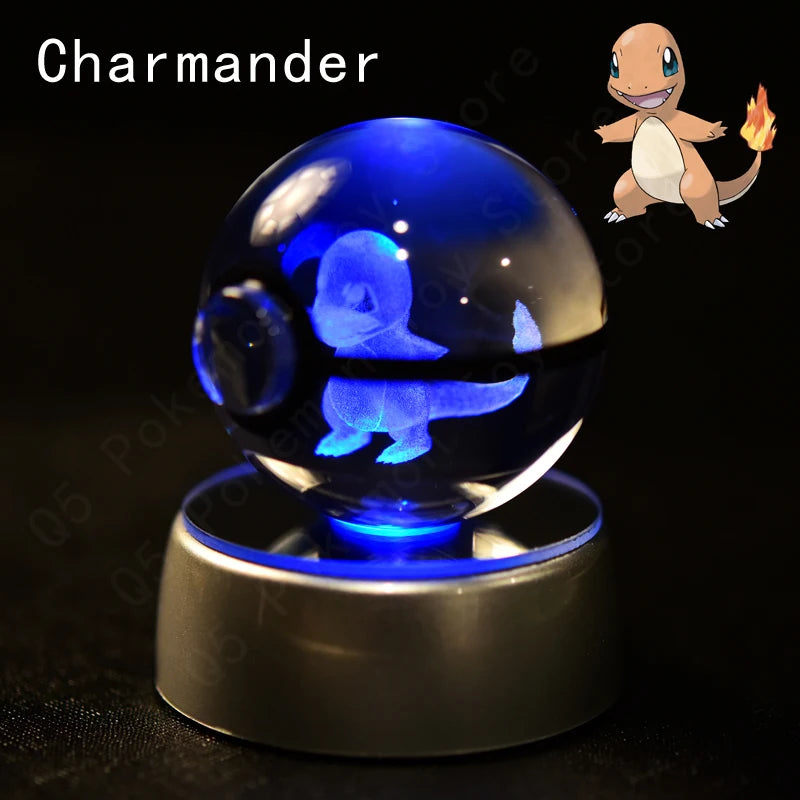 3D Pokémon Crystal Ball: LED Night Light with Rotating Base