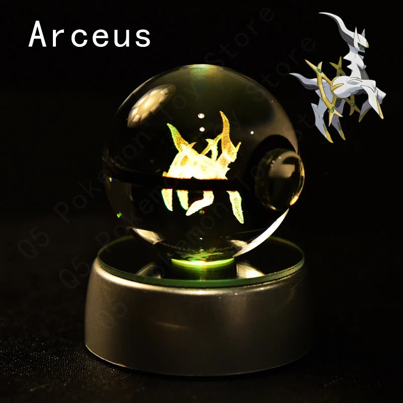 3D Pokémon Crystal Ball: LED Night Light with Rotating Base