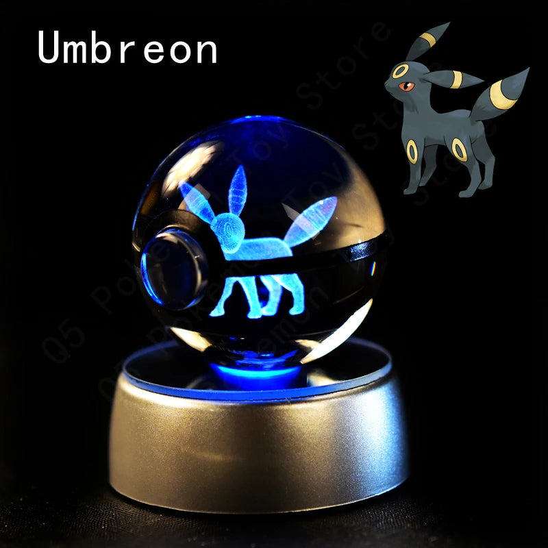 3D Pokémon Crystal Ball: LED Night Light with Rotating Base