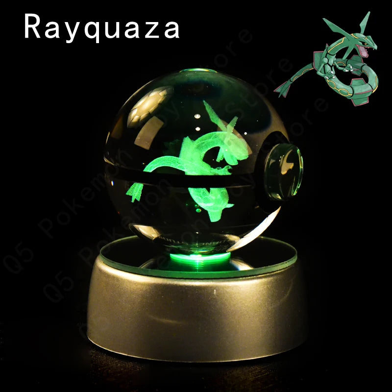 3D Pokémon Crystal Ball: LED Night Light with Rotating Base