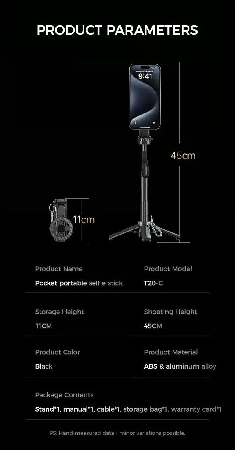 4-in-1 Multifunctional Magnetic mini Selfie Stick with 360° Rotation