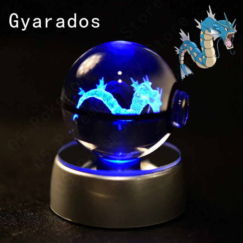 3D Pokémon Crystal Ball: LED Night Light with Rotating Base