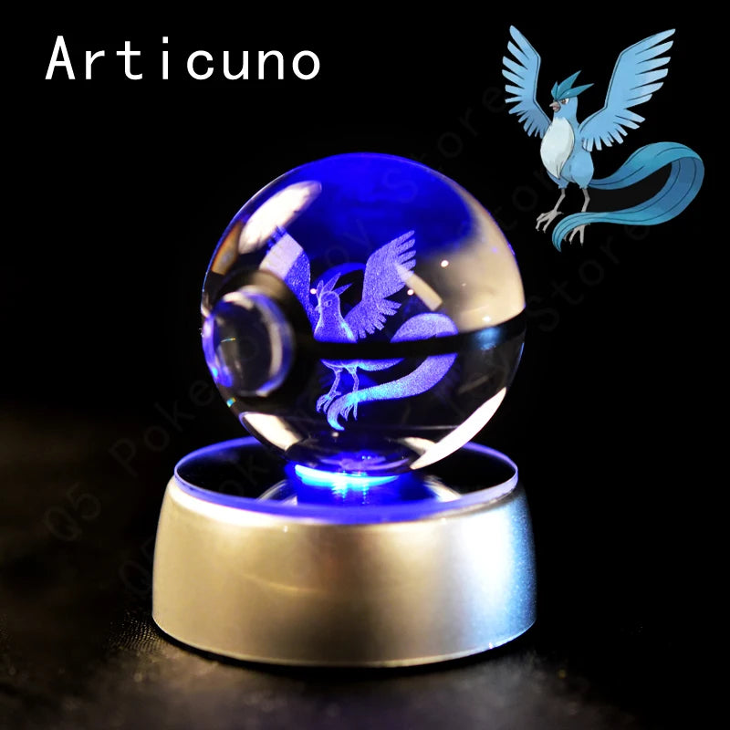3D Pokémon Crystal Ball: LED Night Light with Rotating Base