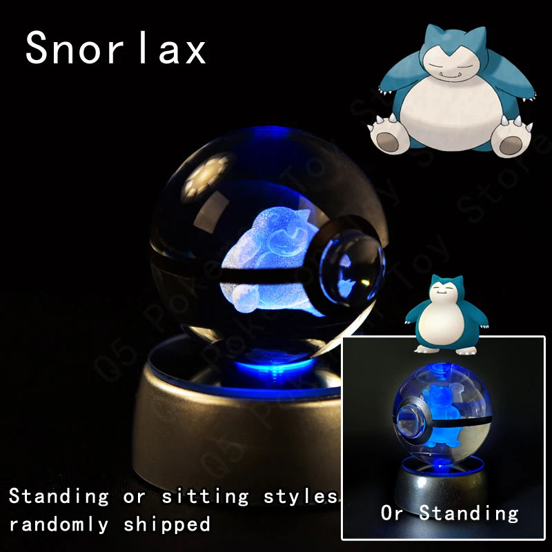 3D Pokémon Crystal Ball: LED Night Light with Rotating Base