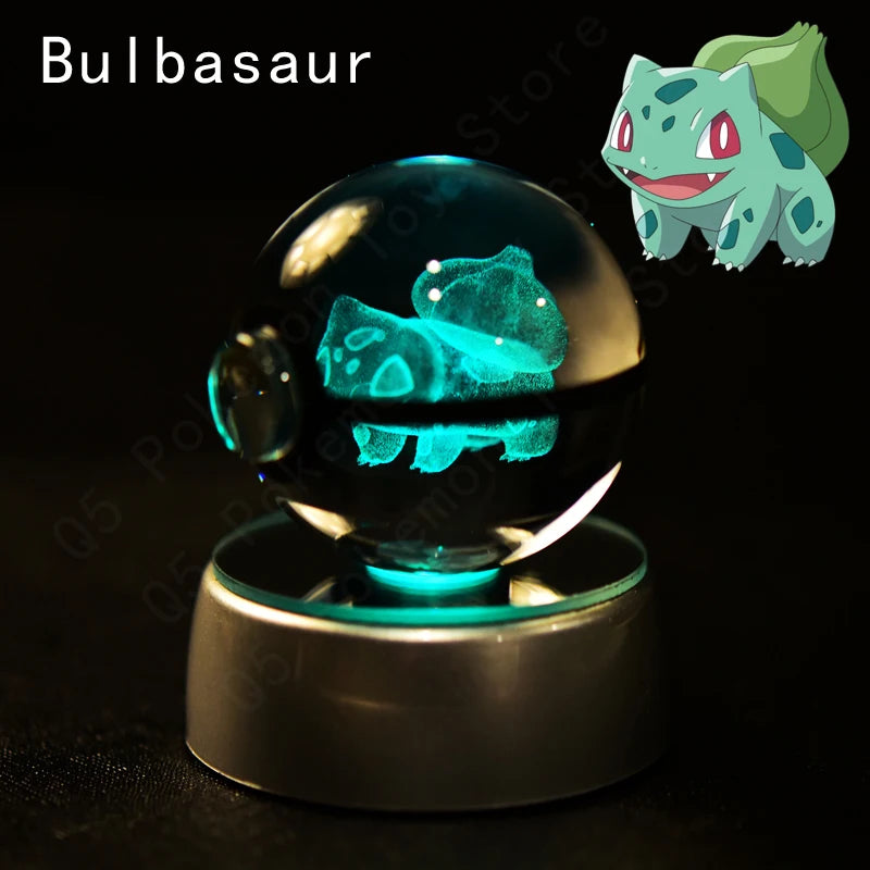 3D Pokémon Crystal Ball: LED Night Light with Rotating Base