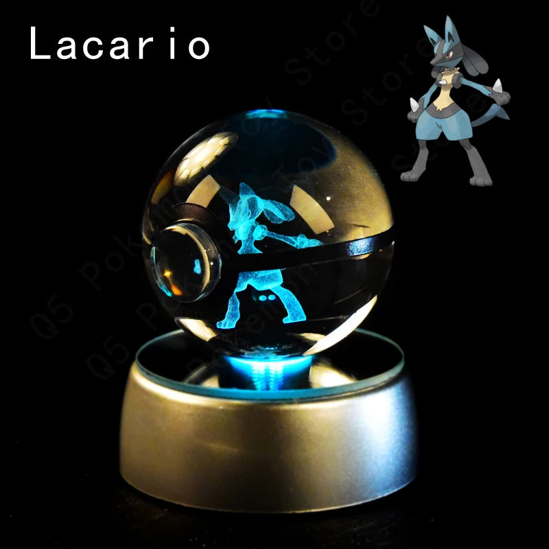 3D Pokémon Crystal Ball: LED Night Light with Rotating Base