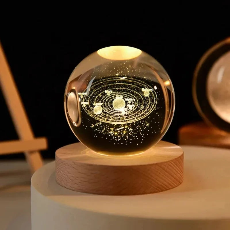 3D Crystal Ball Astronomy Solar System, Moon, or Galaxy