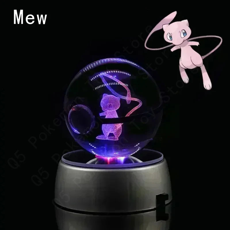 3D Pokémon Crystal Ball: LED Night Light with Rotating Base
